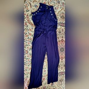 Love by Chesley Navy Blue Halter Jumpsuit size XL